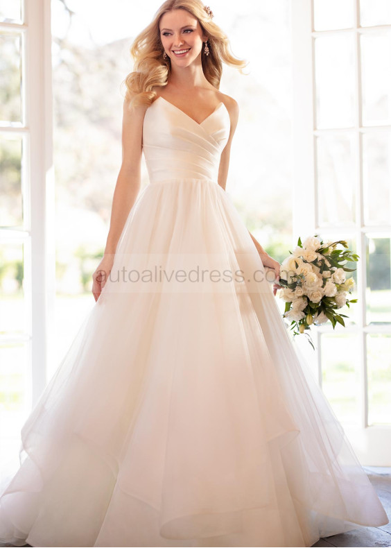 Strapless Ivory Satin Tulle Unique Wedding Dress